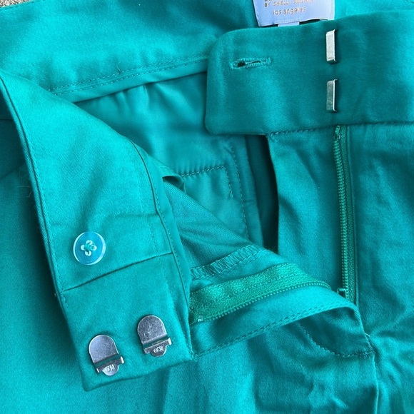✅Laundry by Shelli Segal Pants Green Cotton Stretch Flat Front Pockets - Picture 5 of 5